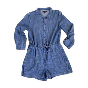 Anthropology Level 99  Denim Linen Chambray Romper Size Small